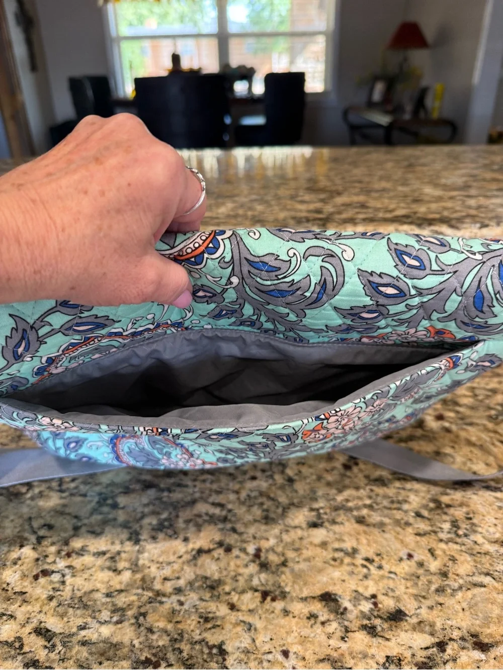 Quilted Floral Fold-Over Women’s Clutch Bag - Mint Floral